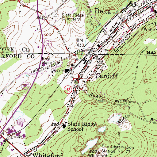 Topographic Map of Cardiff Post Office, MD