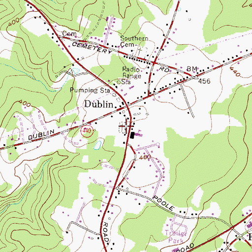 Topographic Map of Dublin Cemetery, MD