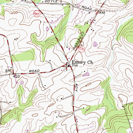 Topographic Map of Emory Cemetery, MD