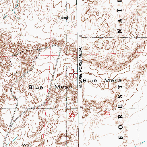 Topographic Map of Blue Mesa, AZ