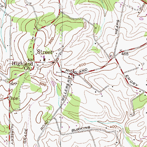 Topographic Map of Highland (historical), MD