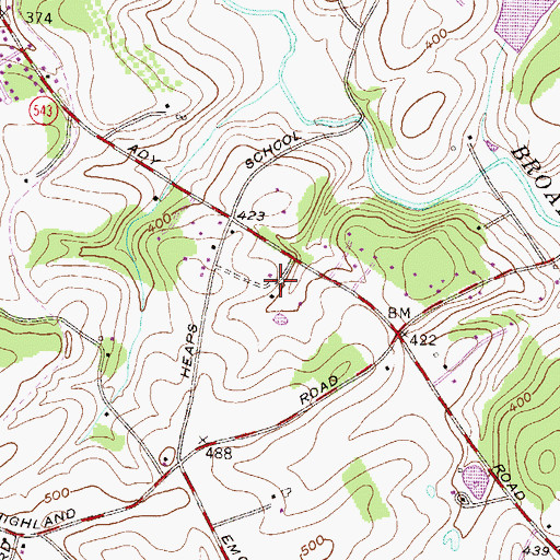 Topographic Map of Meadow Ridge Farms, MD