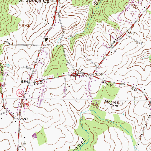 Topographic Map of North Harford Baptist Church, MD