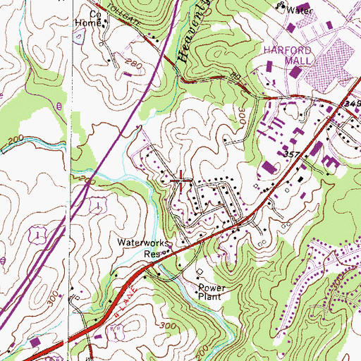 Topographic Map of Bel Air Acres, MD