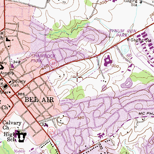 Topographic Map of Bel Air Park, MD