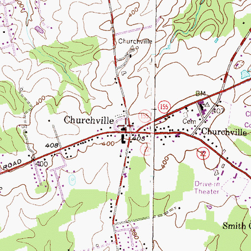 Topographic Map of Churchville Presbyterian Church, MD