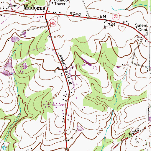 Topographic Map of Cool Meadows Farms, MD