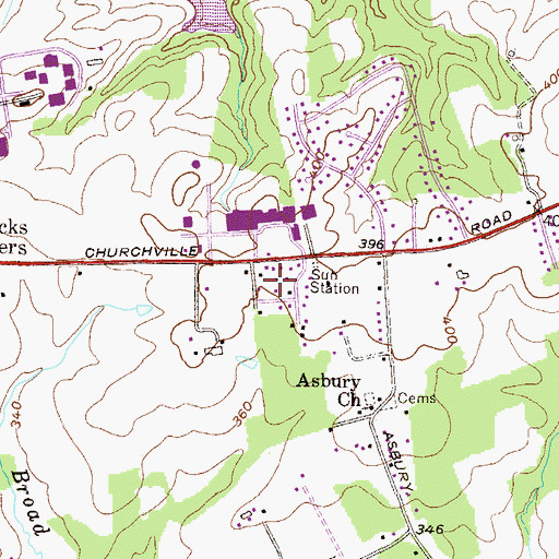 Topographic Map of Corns Manor, MD