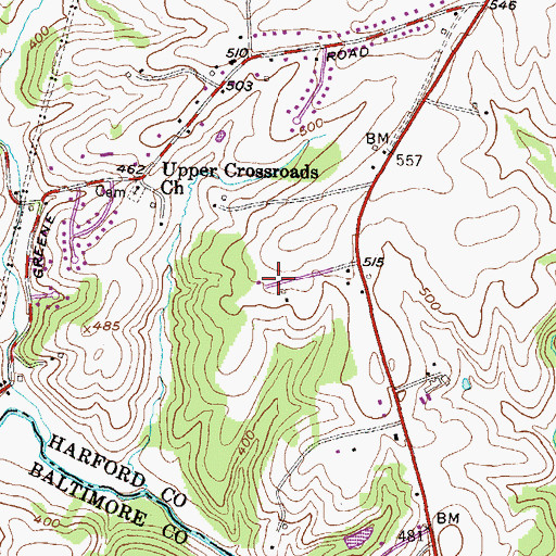 Topographic Map of Crystal Spring Farm, MD