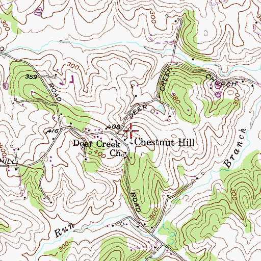 Topographic Map of Deer Creek United Methodist Cemetery, MD
