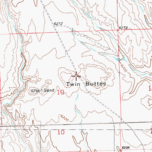 Topographic Map of Twin Buttes, CO