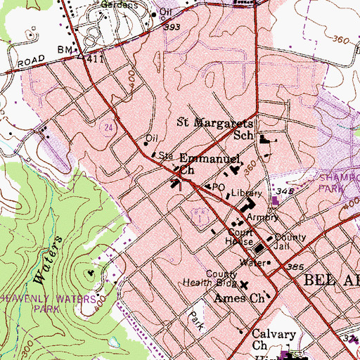 Topographic Map of First Presbyterian Church, MD