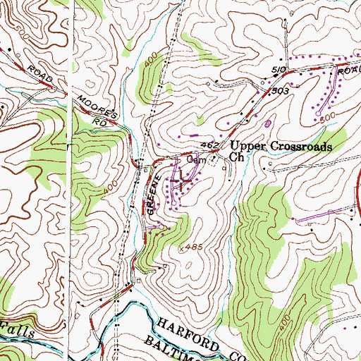 Topographic Map of Greendale Estates, MD