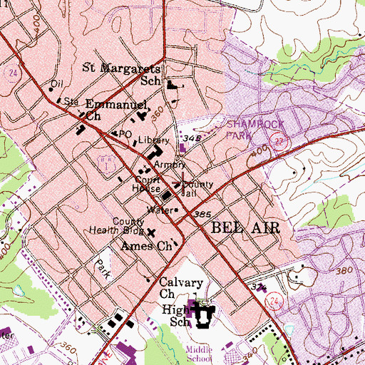 Topographic Map of Harford County Jail, MD