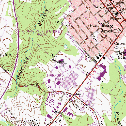 Topographic Map of Harford Mall Business Center, MD