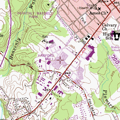 Topographic Map of Harford Mall Shopping Center, MD