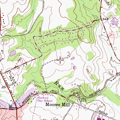 Topographic Map of Heritage Woods, MD