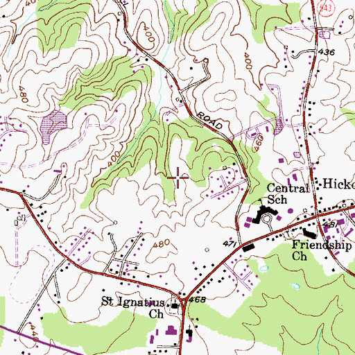 Topographic Map of Hickory Hills, MD