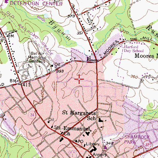 Topographic Map of Hickory Hills, MD