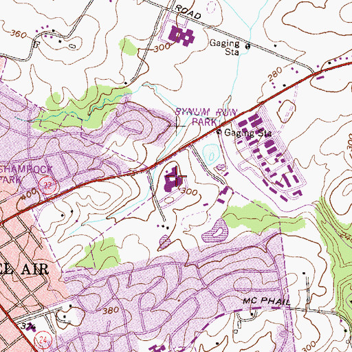 Topographic Map of John Carroll High School, MD