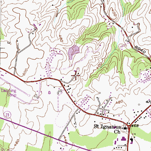 Topographic Map of Michaels Meadows, MD