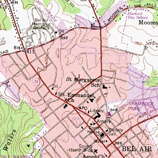 Topographic Map of Morgan Park, MD