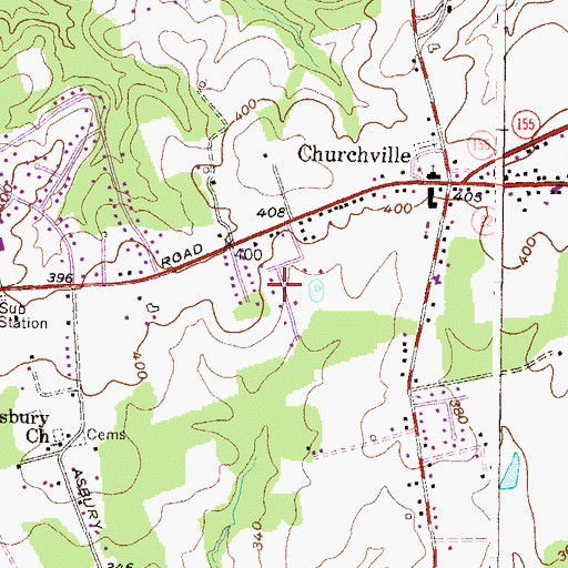 Topographic Map of Moxley Acres, MD