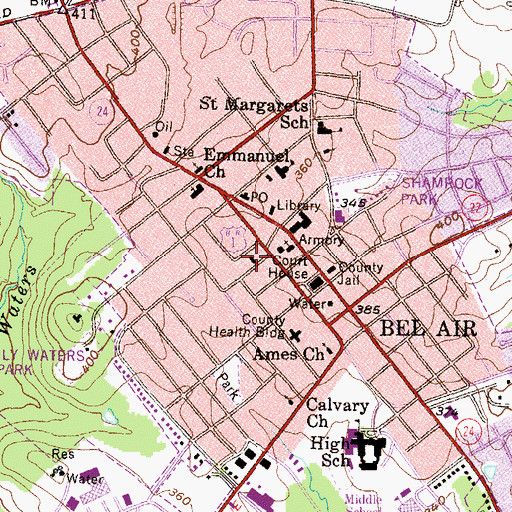 Topographic Map of New Hope Baptist Church, MD