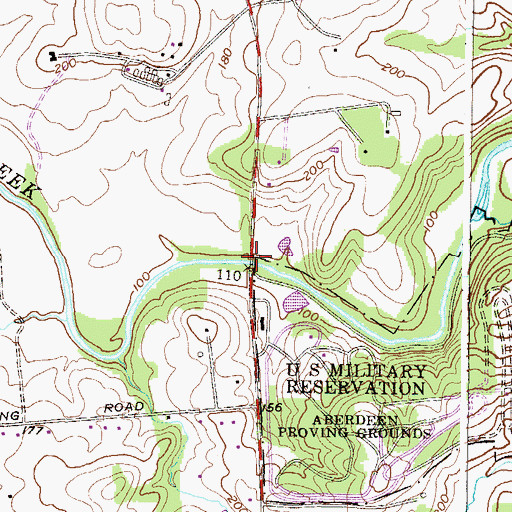 Topographic Map of Priestford Bridge, MD