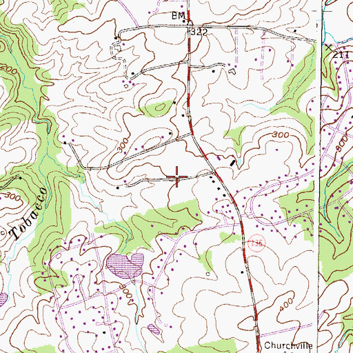 Topographic Map of Priestford Hills, MD