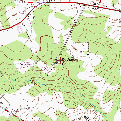 Topographic Map of Saint James Cemetery, MD
