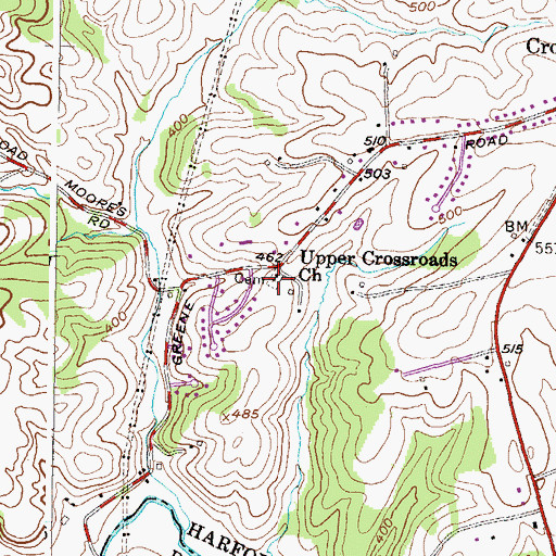 Topographic Map of Upper Crossroads Cemetery, MD