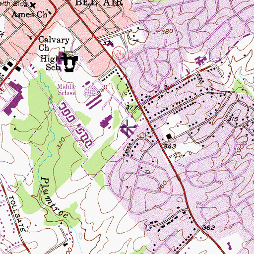 Topographic Map of Homestead / Wakefield Elementary School, MD