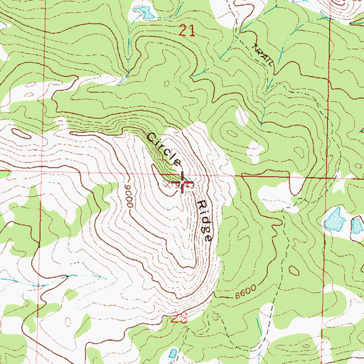 Topographic Map of Circle Ridge, CO