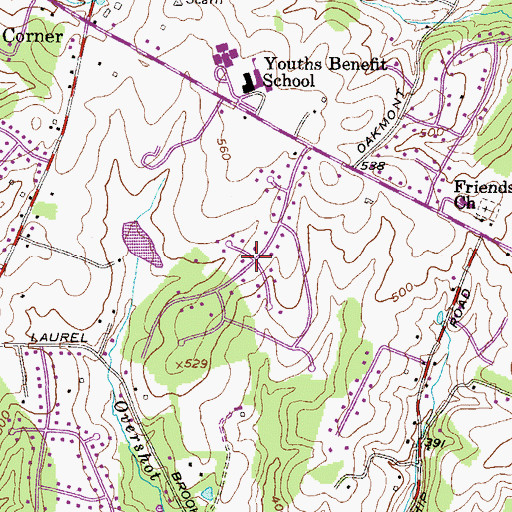 Topographic Map of Brandywine Farms, MD