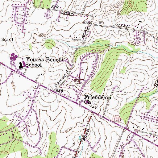 Topographic Map of Cloverdale, MD