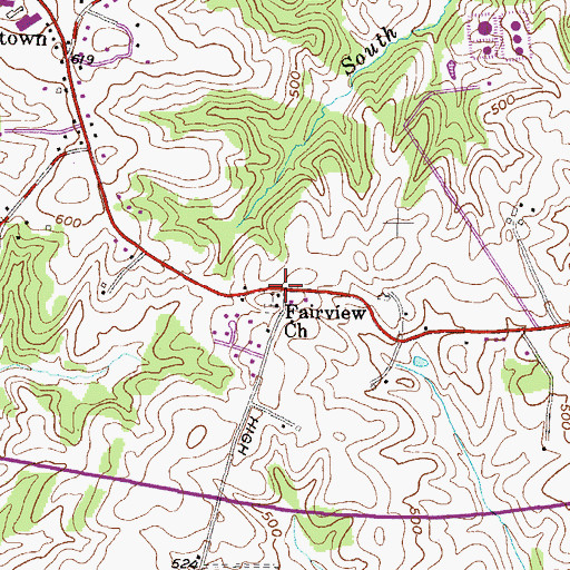 Topographic Map of Fairview, MD