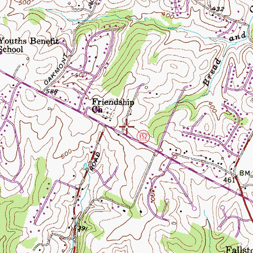 Topographic Map of Fallston-Jarrettsville Branch Harford County Library, MD