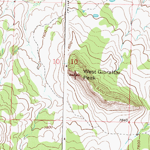 Topographic Map of West Gibraltar Peak, CO
