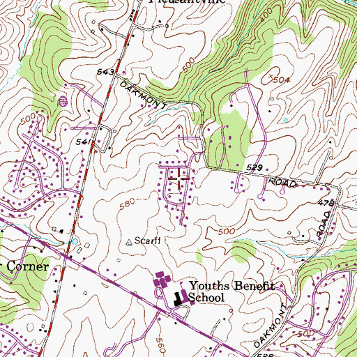 Topographic Map of Harvest Hills, MD