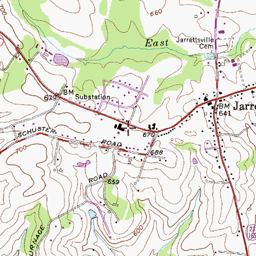 Topographic Map of Jarrettsville Elementary School, MD