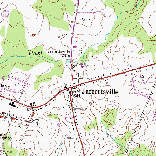 Topographic Map of Jarrettsville Plaza Shopping Center, MD