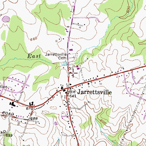 Topographic Map of Jarrettsville Post Office, MD