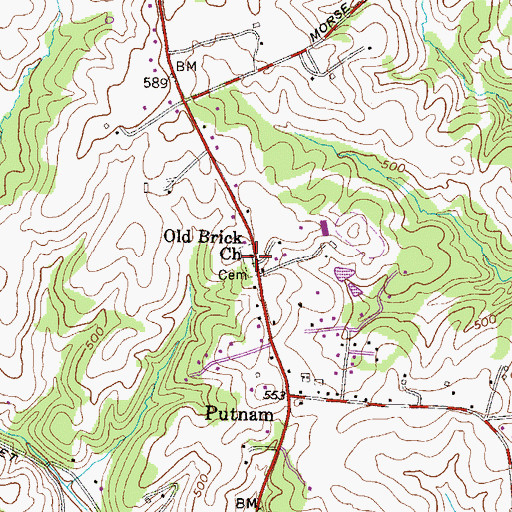 Topographic Map of Old Brick Cemetery, MD