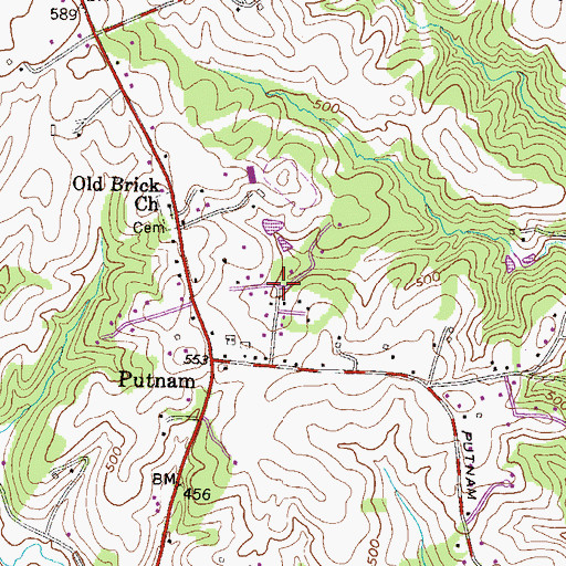 Topographic Map of Putnam Village, MD