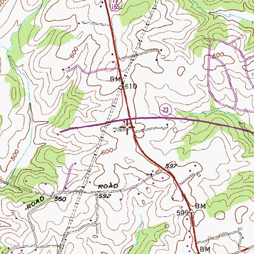 Topographic Map of Springwood Farms, MD