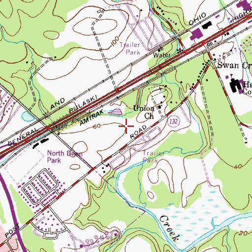 Topographic Map of B and J Trailer Park, MD