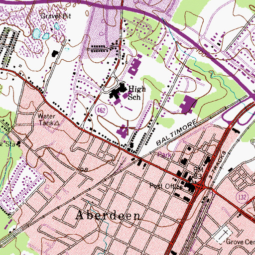 Topographic Map of Bakerfield Elementary School, MD