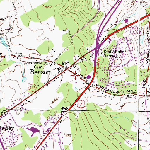 Topographic Map of Benson Post Office, MD