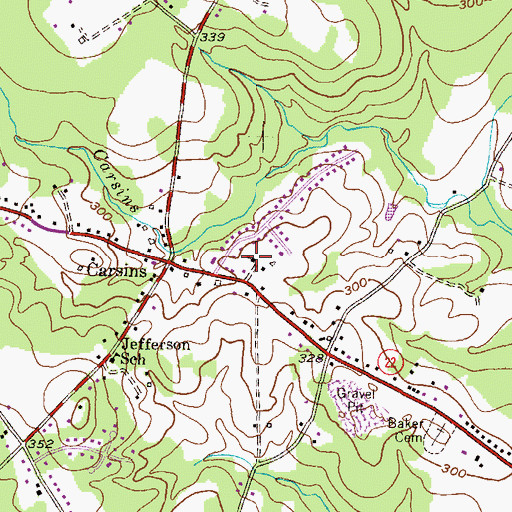 Topographic Map of Carsins Run Baptist Church, MD